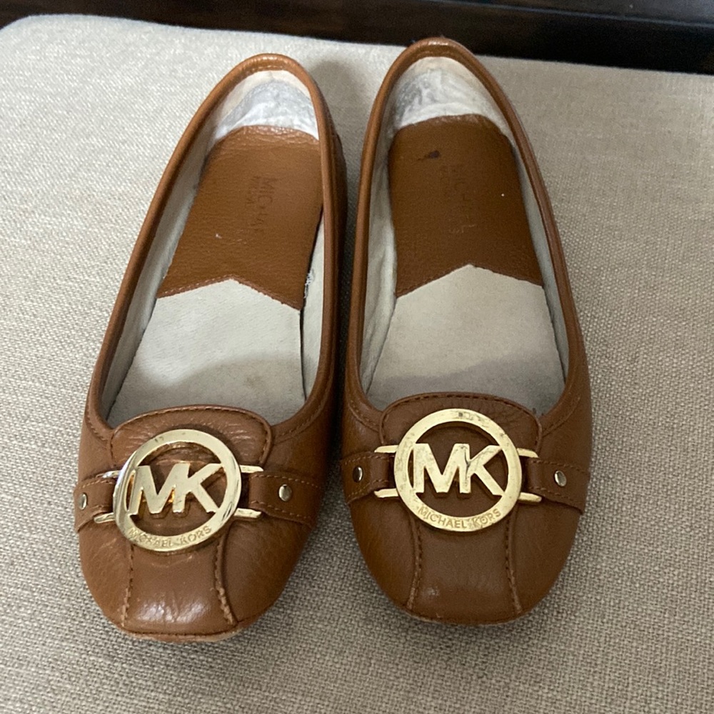 Gently Used Cognac Michael Kors Leather Flats - Size 7